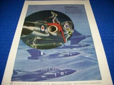 1958 GLOSTER JAVELIN "DOUBLY INSURED"..1-PAGE COLOR SALES AD (915Y)