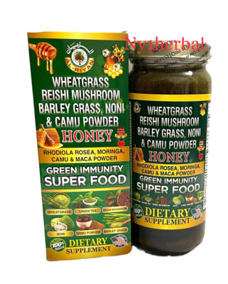 Honey With Wheatgrass Reishi Mushroom Barley Grass Noni Camu Powder, Al-Riyan