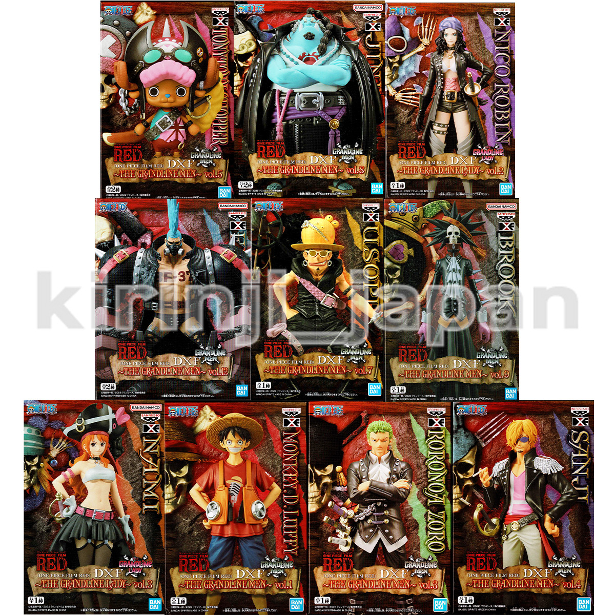 One Piece FILM RED Figure Set of 10 DXF THE GRANDLINE MEN LADY Banpresto New