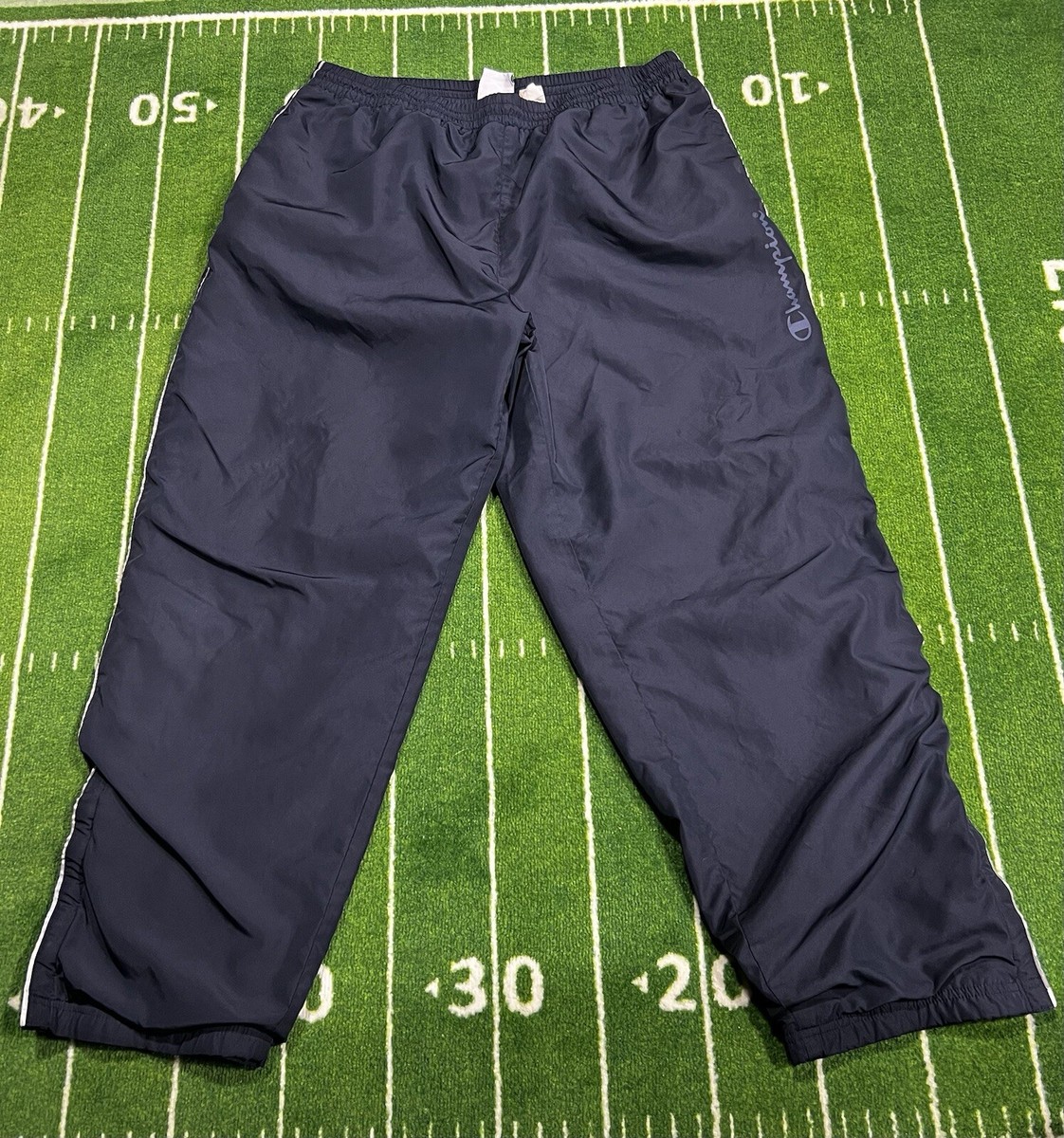 Champion Windbreaker Track Pants Mens Size XL Navy Nylon Baggy