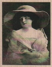 Young Lady In Big Hat Photo 2 1/4 x 2 3/4" Rubber Stamp, Mixed Media Stamp
