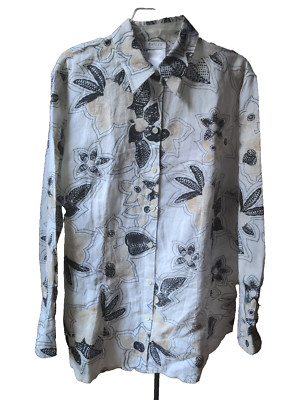 Basler 100% Linen Blouse Button-down Shirt Size XL / 44 EUR, 46 F, 18 UK