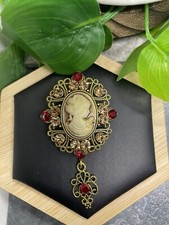 3  Gold-tone Cameo Rhinestone Brooch Lapel Pin New Free Ship B4871