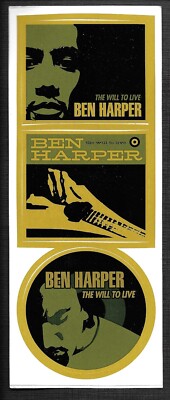 BEN HARPER Rare 1998 PROMO STICKER SHEET 3.25x8 for Will CD MINT 3 ...