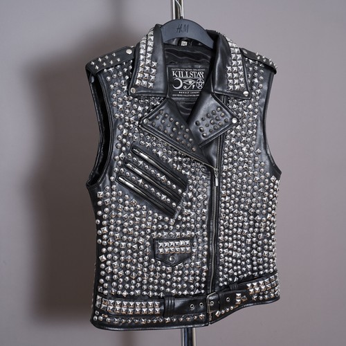 Killstar Studded Overload II Vest Faux Leather Sleeveless Mens Medium Jacket M - Picture 14 of 23