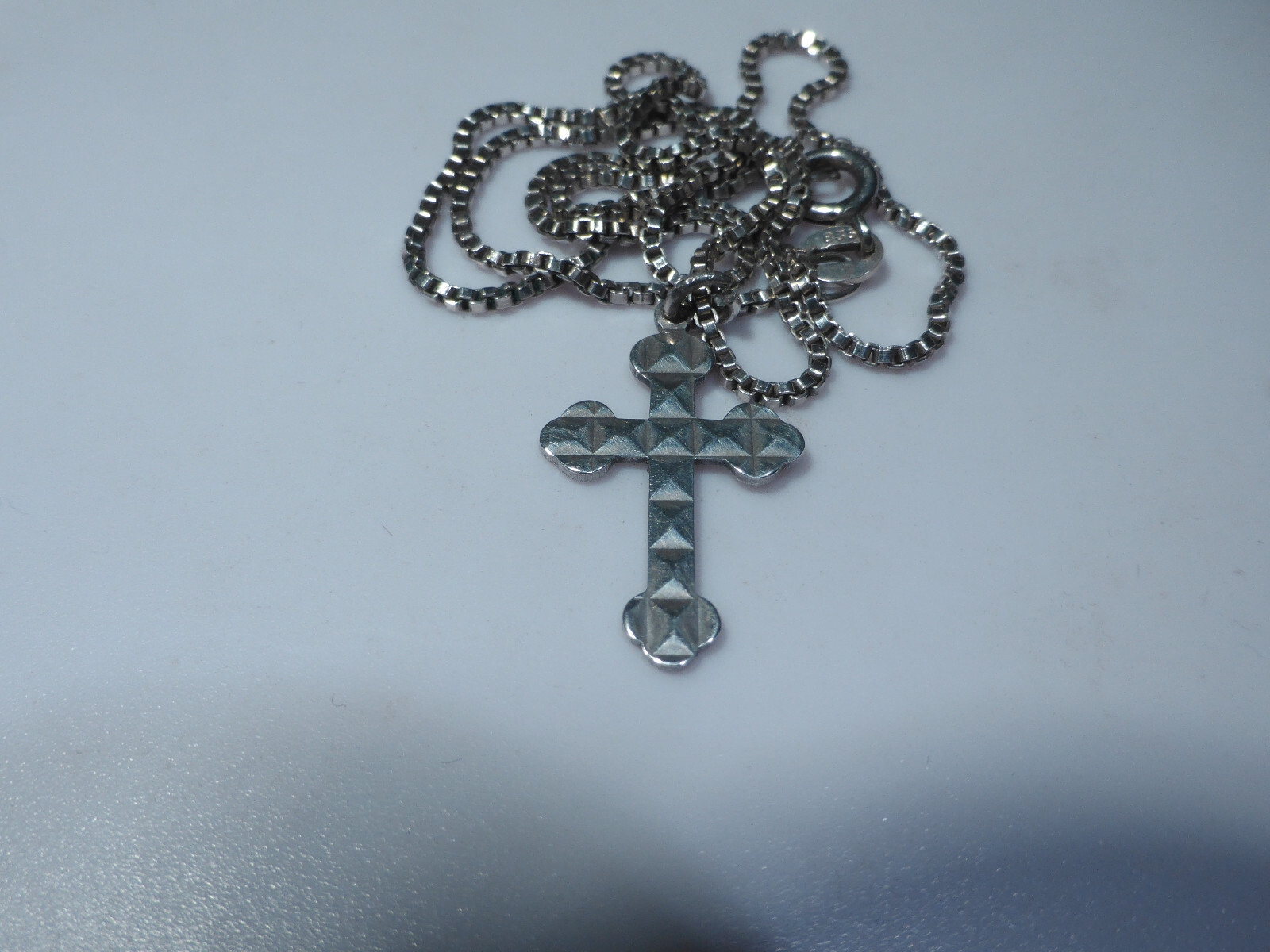 Solid Silver Cross Pendant Necklace Box Chain 39.… - image 16