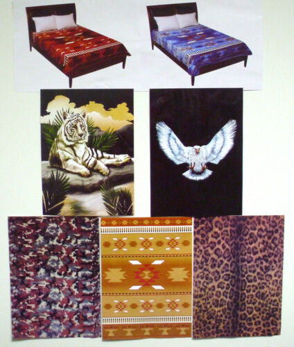 Fleece Blanket Eagle, Brown Blue Burgundy Native American, Camo, Tiger, Leopard  - Picture 1 of 15