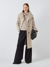 John Lewis Grown On Funnel Neck Coat, Oatmeal - Size Uk10