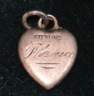 Antique Sterling Silver Victorian Puffy Heart Charm "Mother" 2.2gm — photo 2