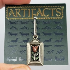 Vintage Tulip Flower Zipper Pull Charm Pendant JJ Jonette Jewelry Artifacts