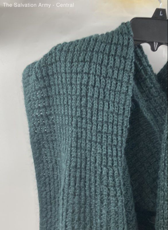 Joan Vass Womens Green V-Neck Knitted Classic Cardigan Sweater Size 1X