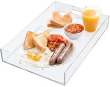 Premium Acrylic Serving Tray with Handles for Breakfast Coffee Table Decor