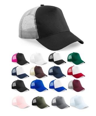 Beechfield B640 Half Mesh Trucker Cotton Front Panel Peak Baseball Cap Hat