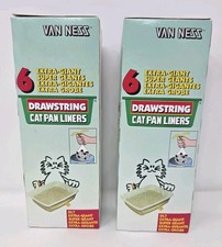 Van Ness Plastics Drawstring Cat Pan Liners Extra-Giant 2 Boxes 6ct Each NOS