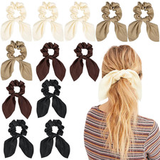 12 PCS Bow Hair Scrunchies Bunny Ears Silk Scrunchies Hair Ties Bobbles Elastic