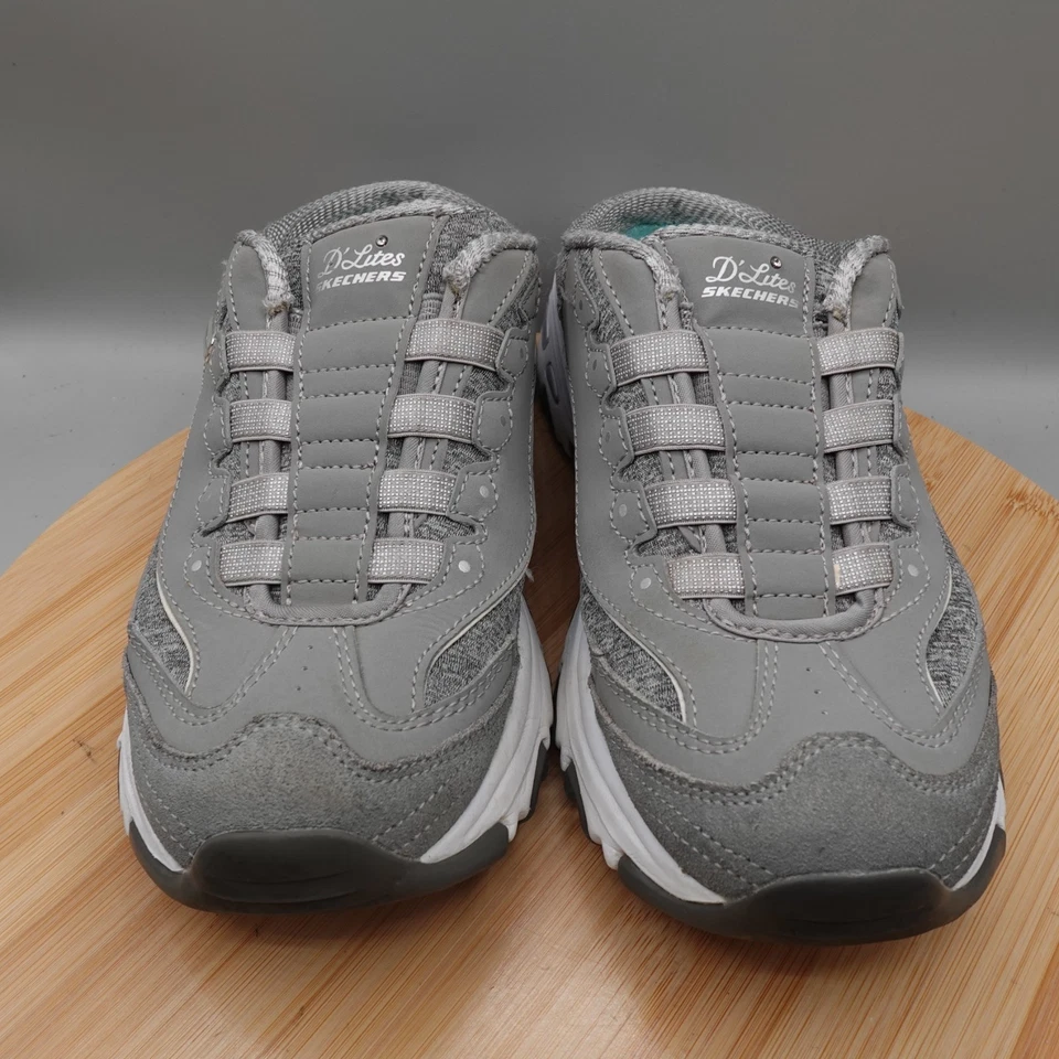 Zapatos Skechers para mujer 7 grises D'Lites resistentes deportivos sin cordones defecto de moda Foto 2 de 4