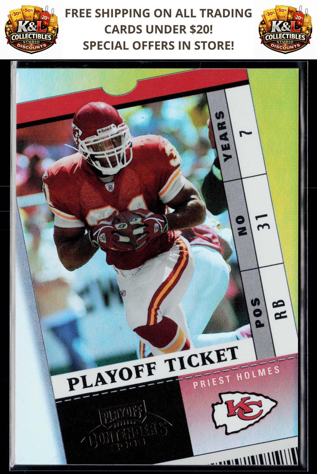 2003 Playoff Contenders #43 Priest Holmes Playoff Ticket #/150