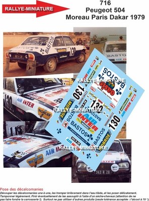 DECALS 1/43 REF 0716 Peugeot 504 Moreau Paris D. 1979