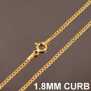 Authentic 14K Gold Plated Sterling Silver 1.8mm Curb Chain Necklace Handmade Jewelry