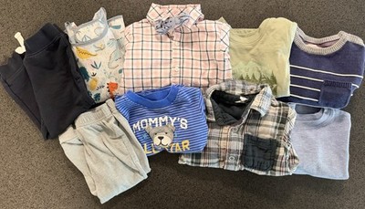 18 Month Boys Clothing Lot Shirts Pants OshKosh Carter s Cat & Jack 8 Piece