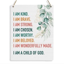 Inspirational Decor I Am a Child of God Scripture Wooden Hanging Sign Christian