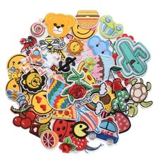 60pcs Embroidered Patches Iron On Assorted Mixed Random Lot for Clothing