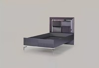 Bett Loft Holz Schwarz Design 120X200Cm Bettrahmen Gepolstertes Kopfteil
