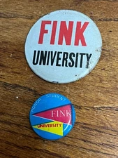 Vintage Fink University Retro Pins Buttons Lot (2) Honor Student 1960s