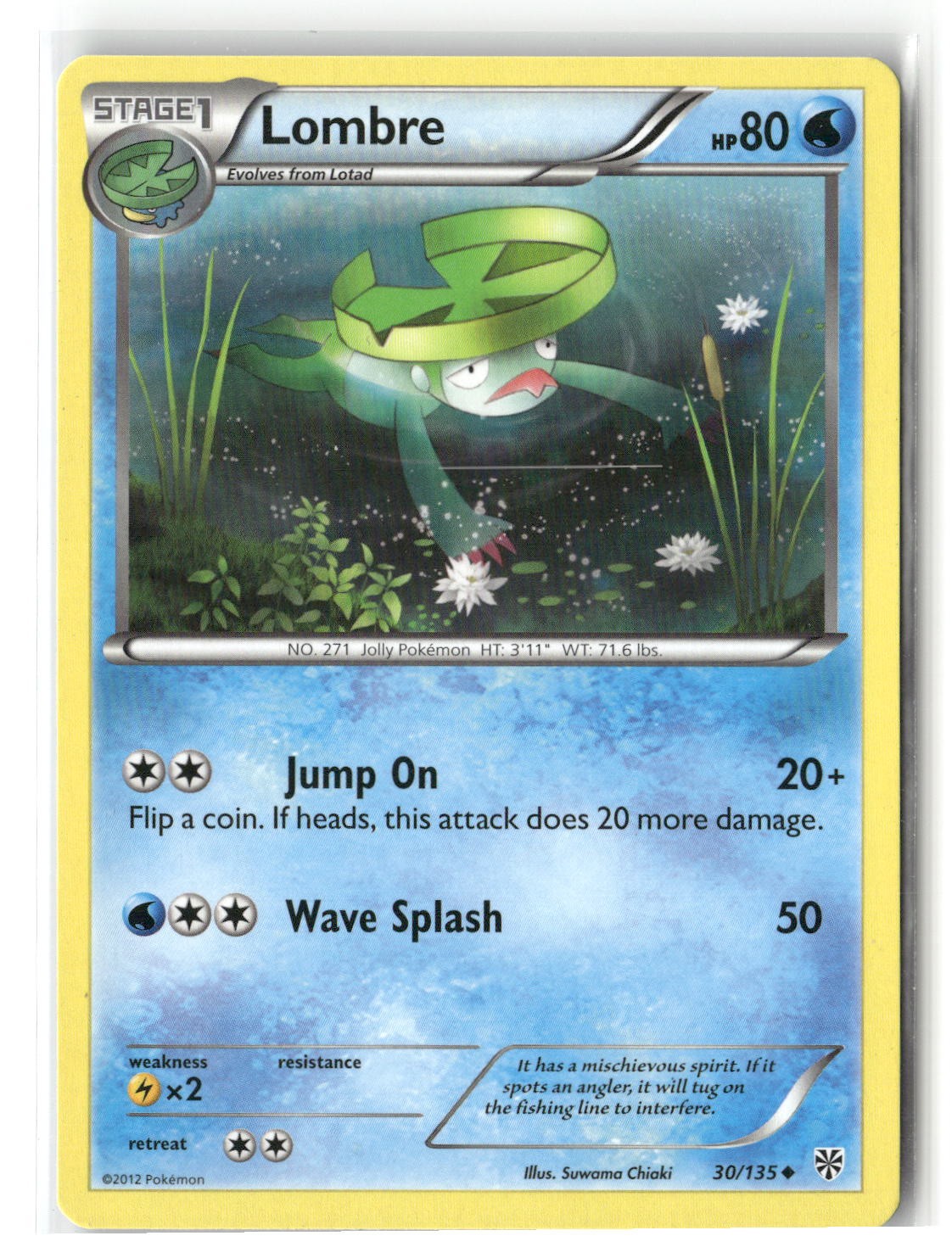 Lombre Uncommon Plasma Storm 30/135 Pokemon Moderately Played