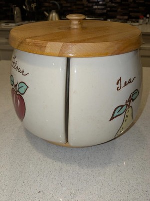 Vintage Esmond Watt Ceramic Flour Sugar Coffee &Tea Canisters on Lazy Susan Base