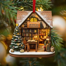 Custom Bookstore Ornament  Personalized Acrylic Christmas Decor for Book Lovers