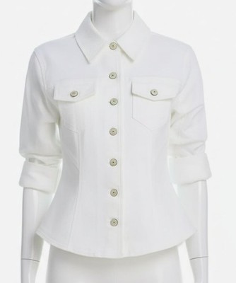 Cinq à Sept Women's White Denim Jacket Size 6