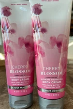 2 (TWO) CHERRY BLOSSOM Shea & Hyaluronic Acid 8oz CREAM Bath and & Body Works