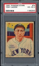 1934-36 DIAMOND STARS # 74 TONY LAZZERI YANKEES PSA 4 VG-EX 561799 (KYCARDS)