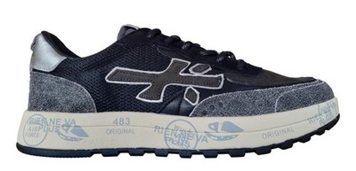 Premiata Herrenschuhe Sneaker aus Stoff und Leder NOUS_7723 schwarz-weiß-grau