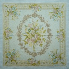 RALPH LAUREN Ivory Flower Thin Cotton Mini Scarf Pocket Square 17.5"X17.5" Q770