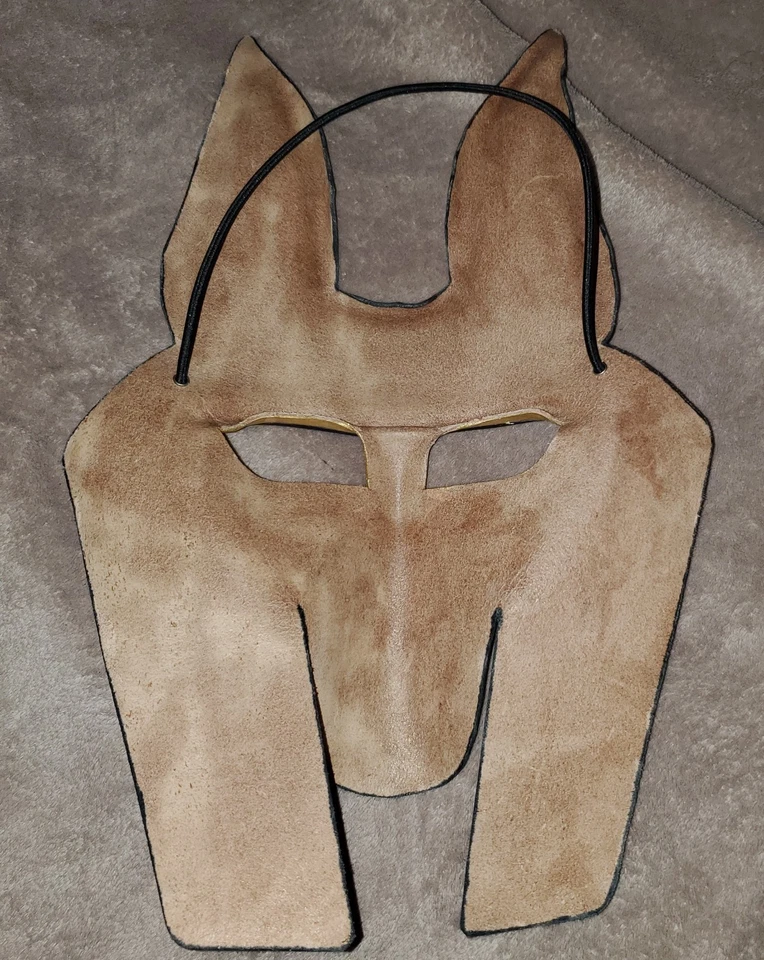 Handmade Leather Anubis Mask Hand Tooled Multicolored - Image 3 of 3