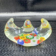 Vintage Chinese Art Glass Holder Brush Pen Holder Millefiori Glass Figurine VTG