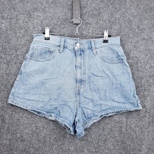 Levi Strauss Womens High Waisted Mom Shorts 29 Light Wash Blue Denim Zip