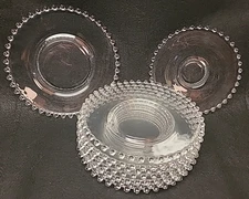 Set of 8 Vintage Imperial Glass Candlewick 8" Salad Plates & 1 7" Salad Dish