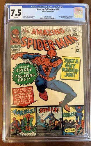 Rare “the Amazing Spider-Man” #38 Marvel Comics book  7/1966 SILVER AGE CGC 7.5