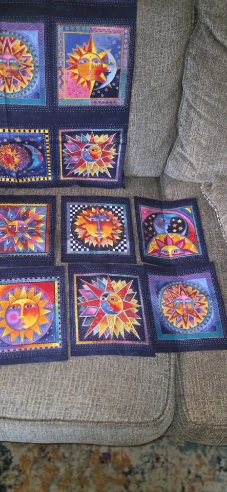 1 PANEL Clothworks Laurel Burch Celestial Dreams 18 Bloques Soles Coloridos  Foto 2 de 4