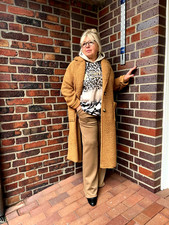Damen Teddymantel Lange Wollmantel Camel Farbe Oversized 48-50