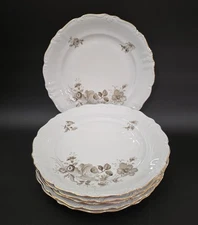 6 Winterling 10" Porcelain Dinner Plates Floral Design Gold Trim Bavaria Germany
