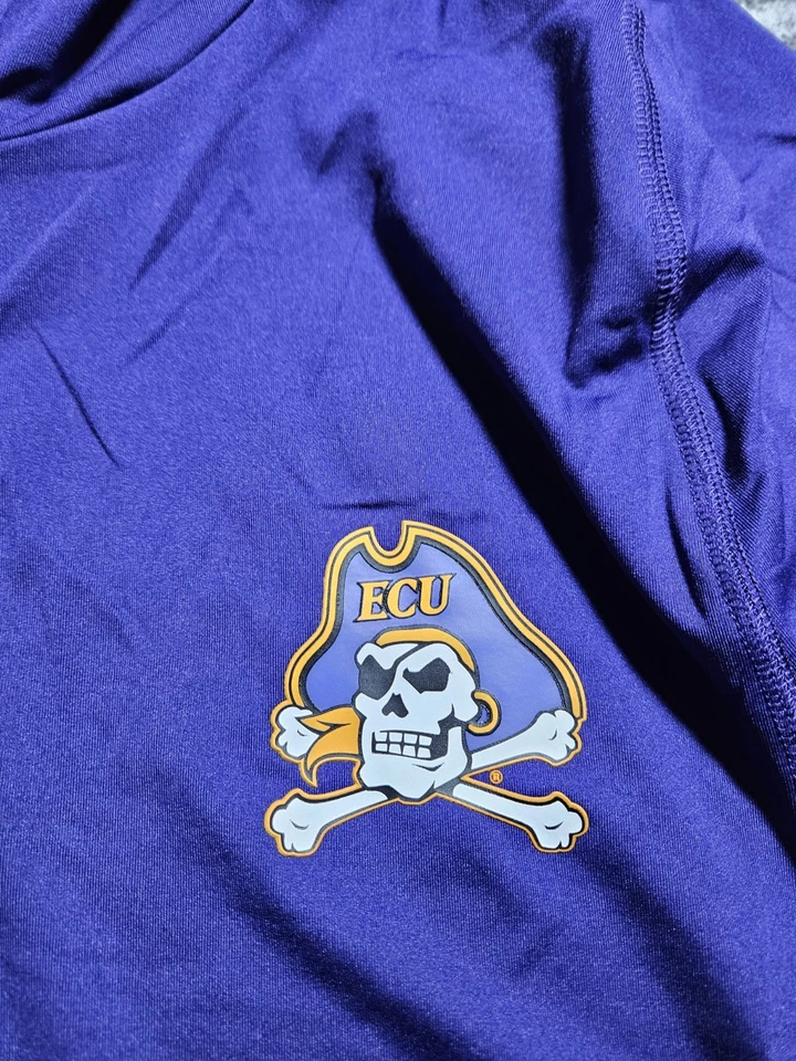 East Carolina University Pirates Adidas Quarter Zip Hoodie Men's L Team Issued  - Image 3 of 4