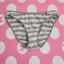 VTG VS PINK Classic Cotton Low Rise Bikini Panty Size Sm Gray Stripes