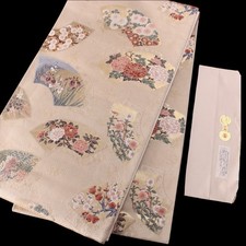Unused Japanese Kimono Silk Formal FUKURO OBI Sash Belt Metallic thread