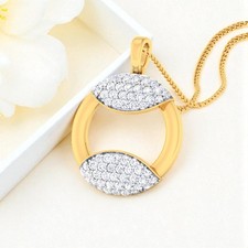 Elegant 0.80 Cts F/VS1 Round Brilliant Cut Diamonds Necklace In 14K Yellow Gold
