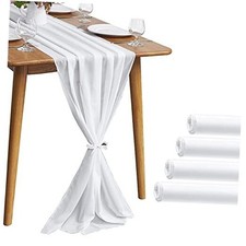 Pack 10Ft Chiffon Table Runner Sheer 29x120 Inch for Romantic Wedding 5 White