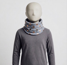 GAP Kids Girls One Size Gray Gold Polka Dot Pro-Fleece Neck Warmer / Scarf Loop